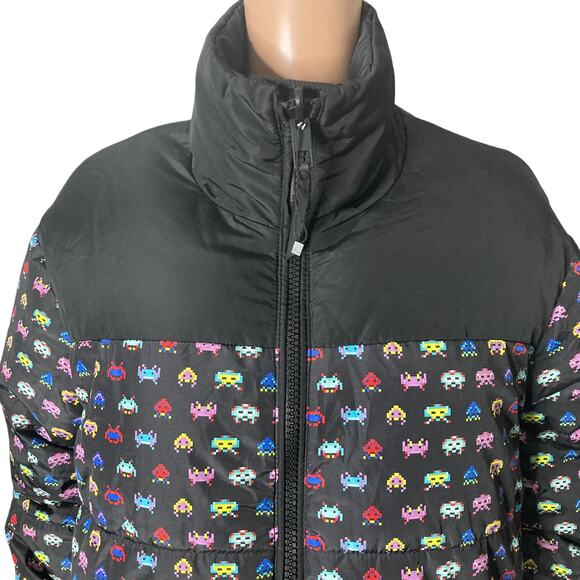 Zara Space Invaders Reversible Quilted Puffer Jacket Womens XS Oversized - Picture 3 of 16
